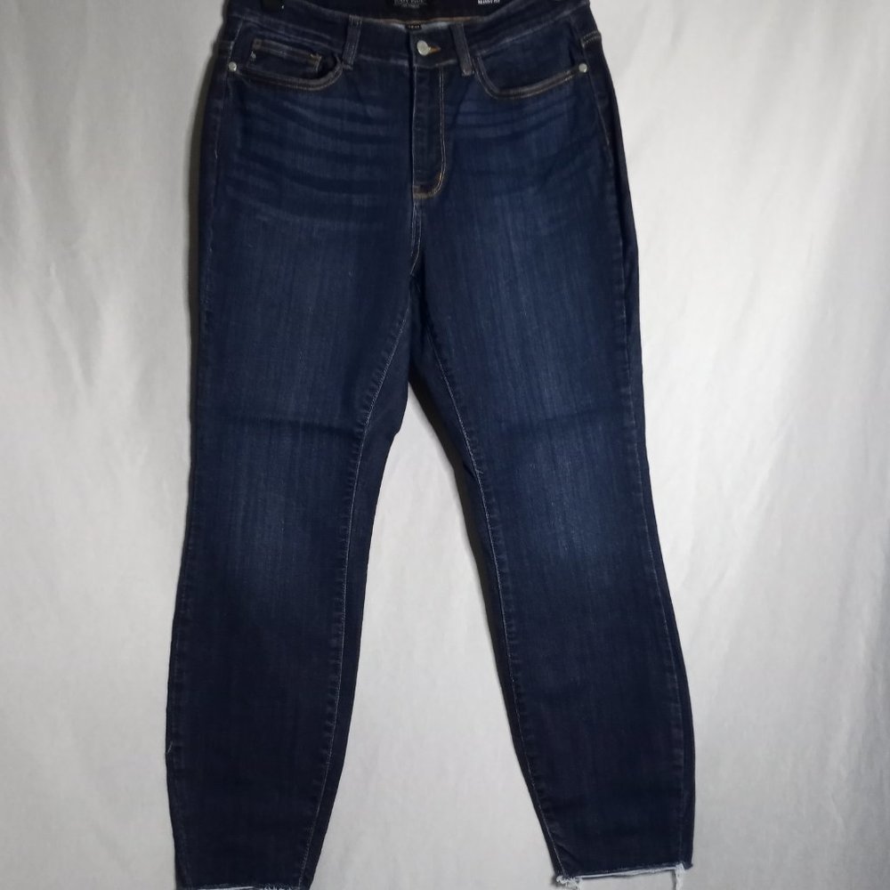 Judy Blue Skinny Fit Women's High-Rise Raw Hem Dark Wash Denim Jeans Size 14W